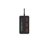 Porodo 3 AC 4 USB-A & USB-C PD 20W Multi-Port Super Hub 2M UK - Black